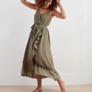 Aerie Ruffle Wrap Midi Dress